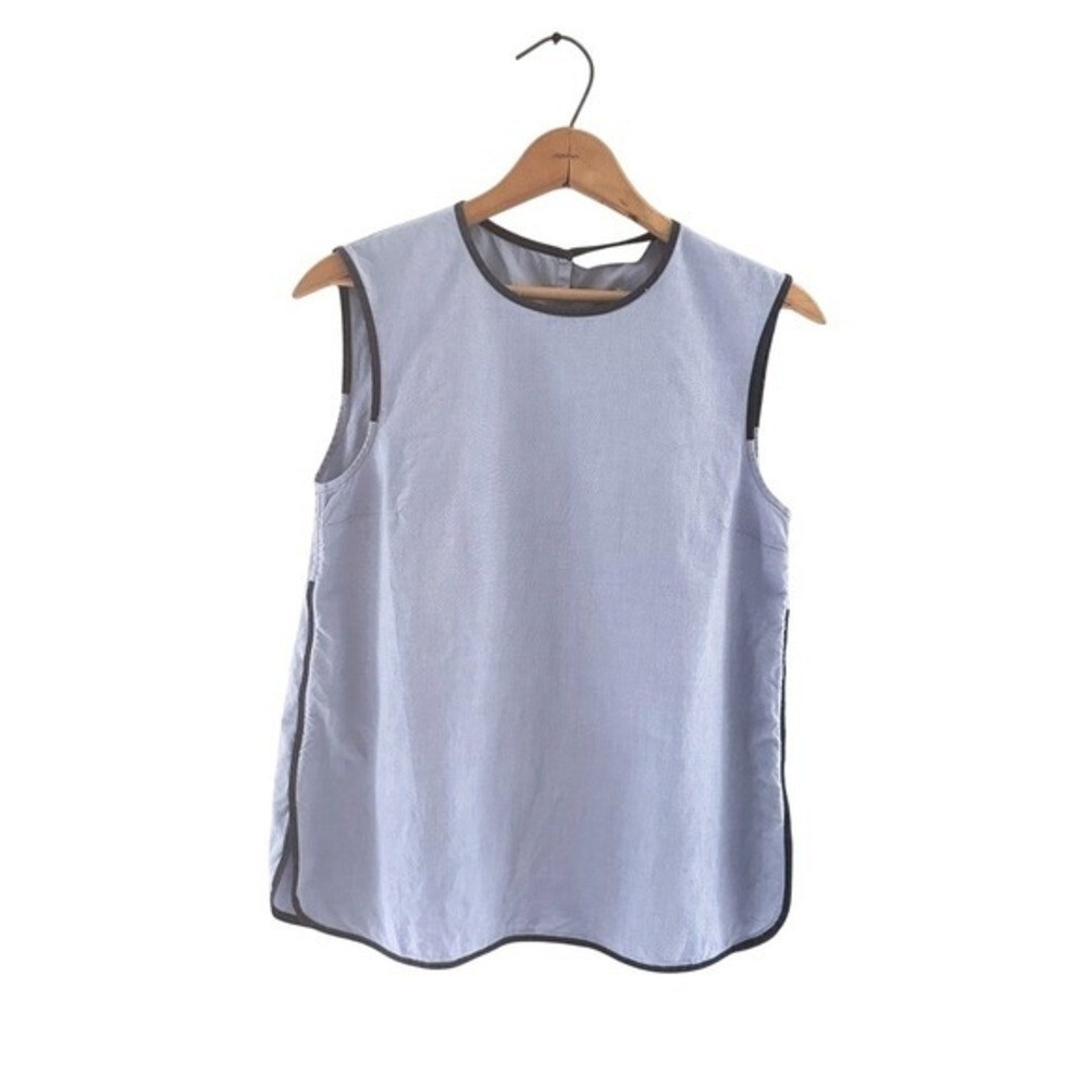 S' Max Mara Pale Blue Structured Tipped Cotton Shell Vest Top - XS/S